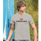 Koszulka T-shirt szara z napisem I love cooking (ja kocham gotować)