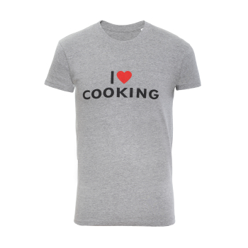 Koszulka T-shirt szara z napisem I love cooking (ja kocham gotować)