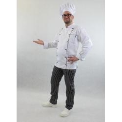 Spodnie dla kucharzy w paski biało-granatowe na guzik i zamek, z kieszeniami   XL / XXL (wyprzedaż)